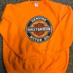 Harley-Davidson Vibrant Orange Crewneck Sweater with Iconic Logo